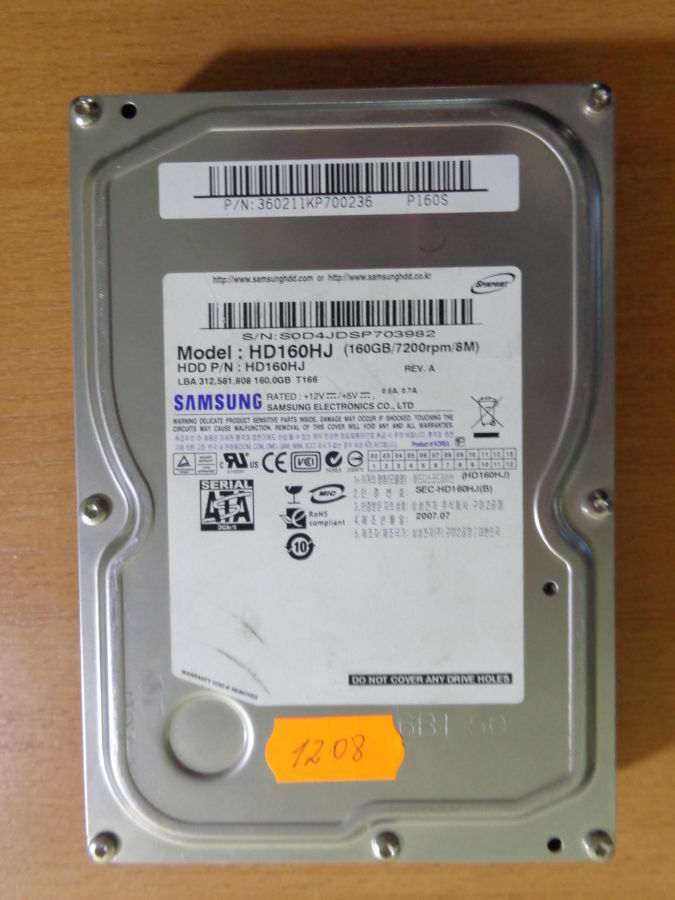 Жесткий диск HDD Samsung 160 Gb SATA 2 есть дефекты