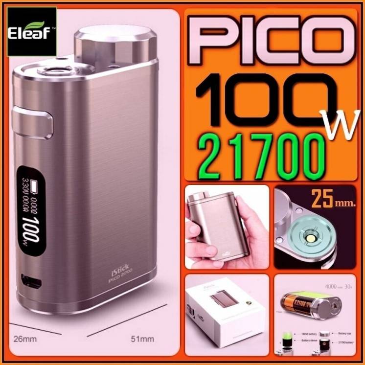 Eleaf iStick Pico100W Brushed Silver. Универсальный мод 21700 / 18650.