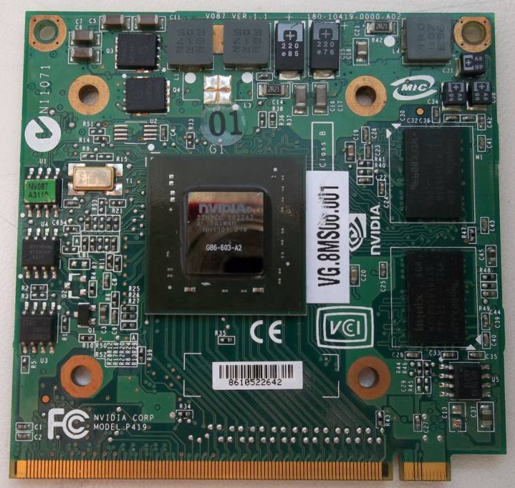 Нерабочая видеокарта MXM II GeForce 8400M GT LS-3582P от Acer Aspire