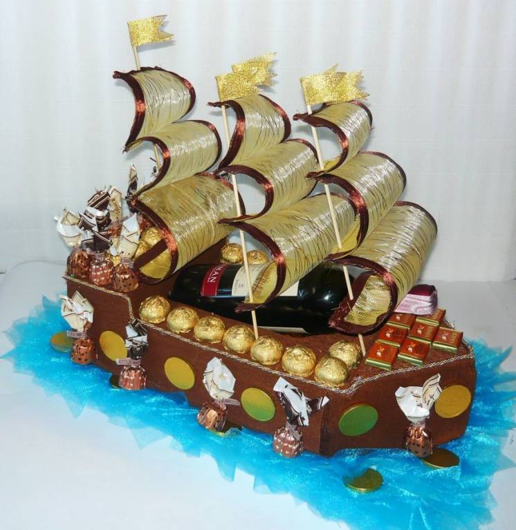 Корабль из конфет  