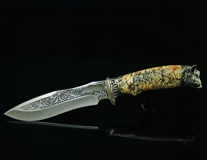 Ножи ручной работы украинского мастера из дамасской стали 95х18 40х13