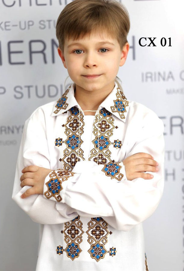 Стильная. яркая украинская вышивка. Сорочка для мальчиков.