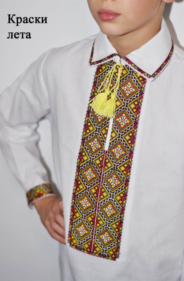 Стильная и яркая вышитая украинская рубашка для мальчика.