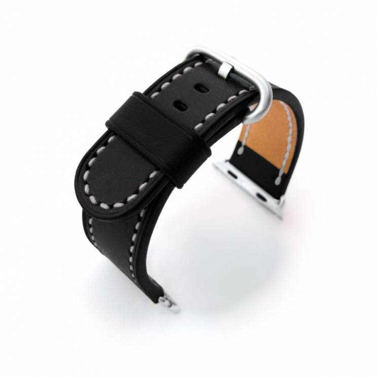 Ремешок для Apple Watch чёрный итальянская кожа изготовление на заказ