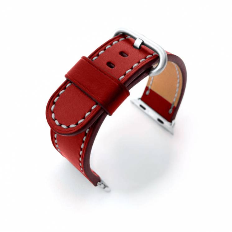 Ремешок для Apple Watch красный итальянская кожа изготовление