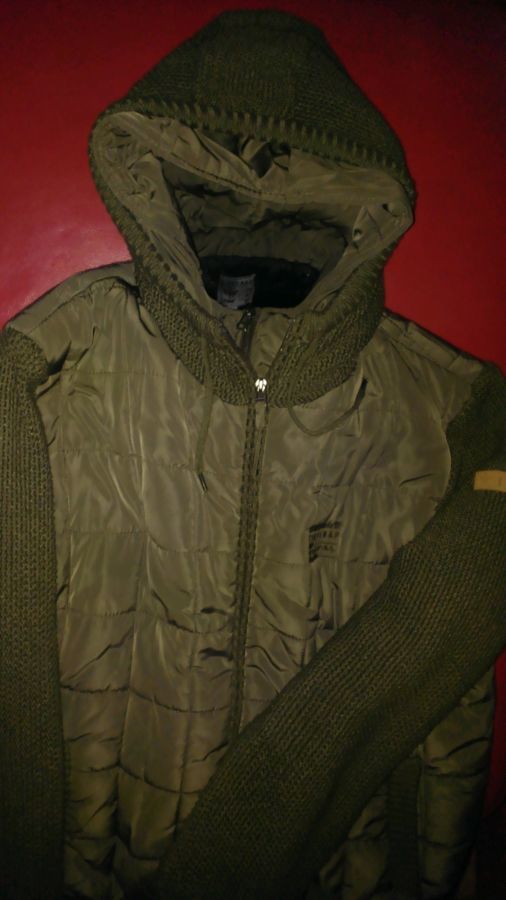 Super стильная р.50 L зима весна куртка хаки капюшон теплая