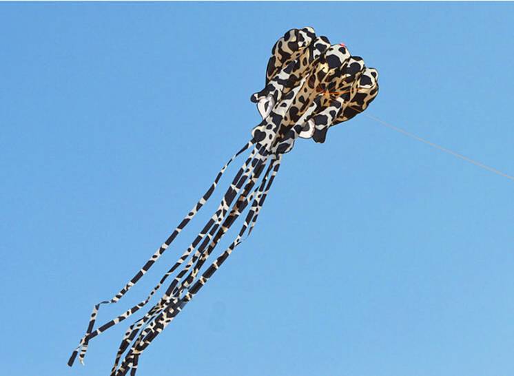 Воздушный змей осьминог 4 метра,  3d, одностропный, пятнистый.