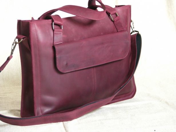 Кожаная женская сумка, сумка А4 для документов , сумка для ноутбука