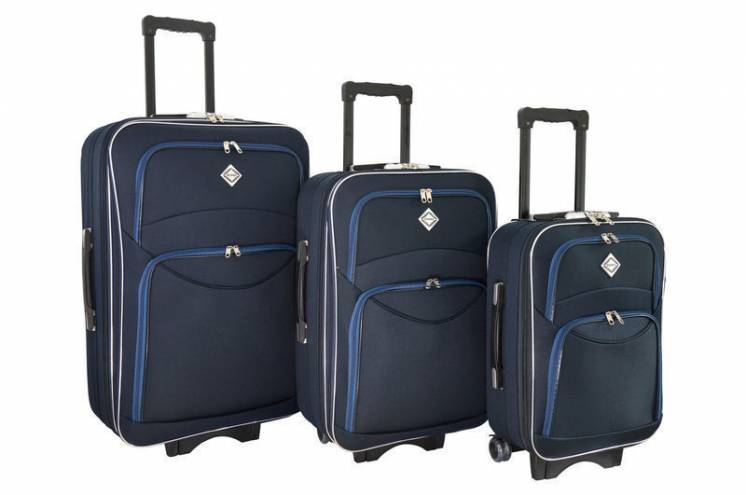 Чемодан сумка дорожный Bonro Style набор 3 штуки синий