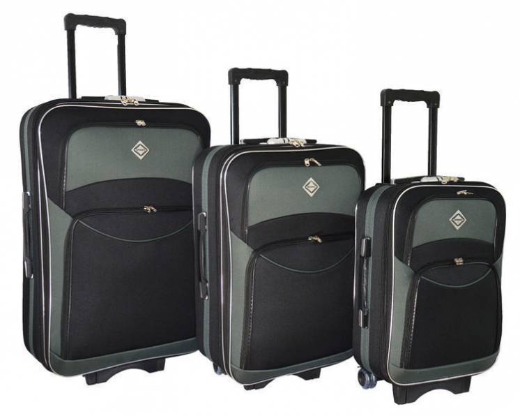 Чемодан сумка дорожный Bonro Style набор 3 штуки черно-серый