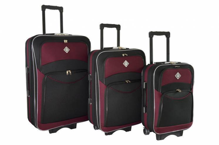 Чемодан сумка дорожный Bonro Style набор 3 штуки черно-вишневый