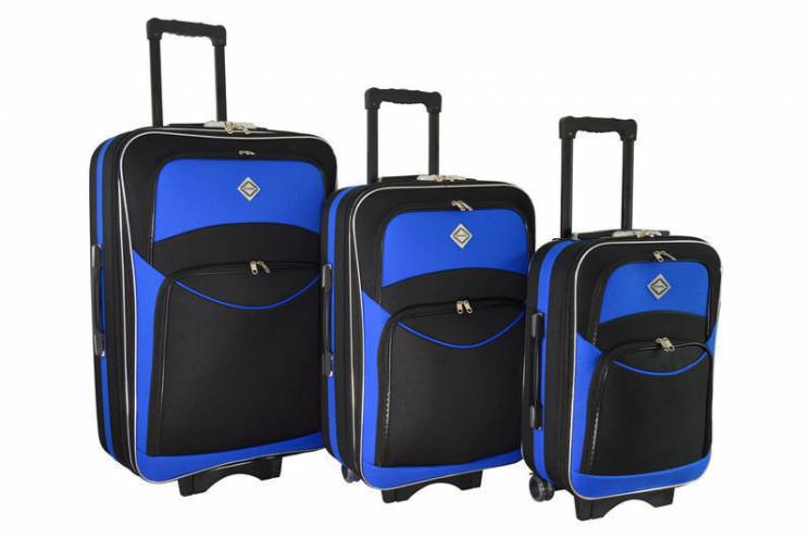 Чемодан сумка дорожный Bonro Style набор 3 штуки черно-синий