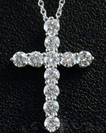 Женский крестик с бриллиантами в стиле Tiffany