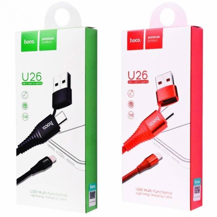 юсб кабель USB Cable Hoco U26 Multi-Functional iPhone 6 Black 1m