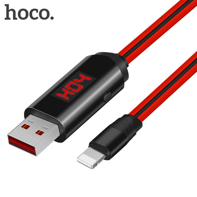 юсб кабель USB Cable Hoco U29 LED Dislayed Timing iPhone 6 Red 1.2m
