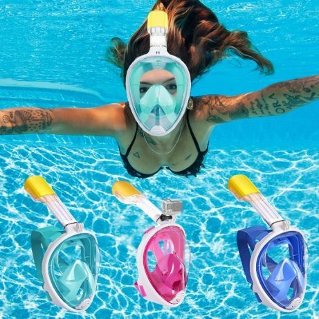 Акция Полнолицевая маска для плавания Free Breath - снорклинга дайвинг