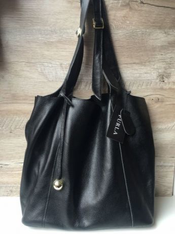Женская кожаная сумка Furla Фурла чёрная мешок Торба