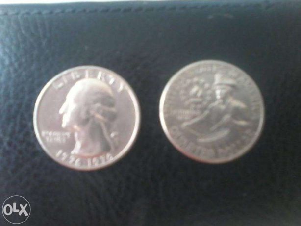 Монета quarter dollar liberty 1977-1976 года перевёртыш
