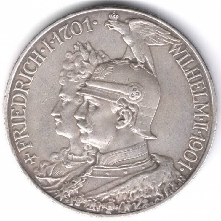 Германская империя 5 марок 1901, 200 лет Гогенцолернам Серебро