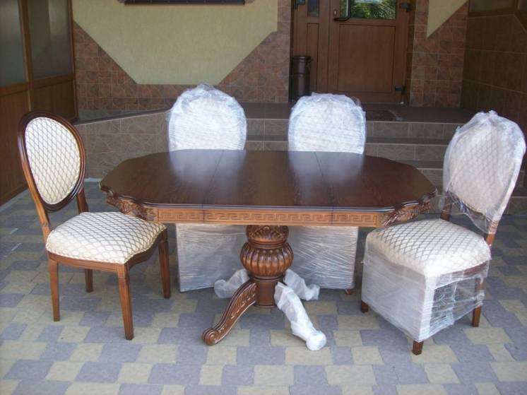 Стіл столовий, розкладний + 4 стільці (новий) (4397)