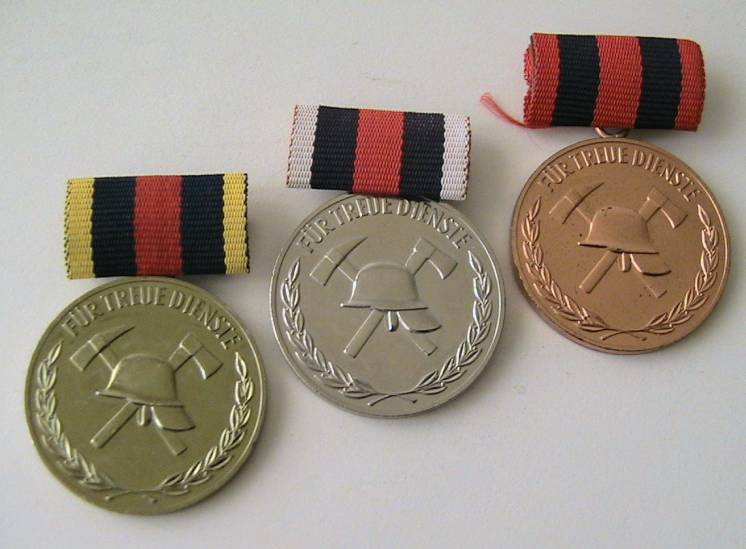 Медаль, Пожарная охрана, ГДР, комплект наград