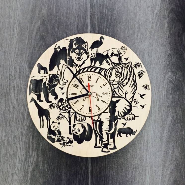 Настенные часы дизайнерские «Jungle», натуральное дерево