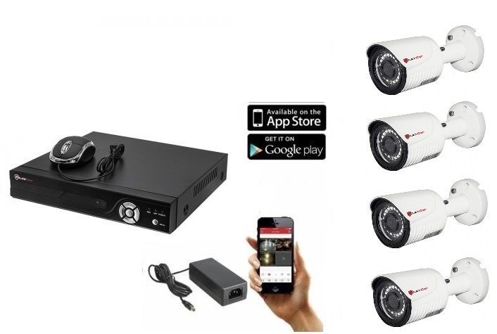 Комплект видеонаблюдения PoliceCam - 1МП камеры 4 шт. (наружные)