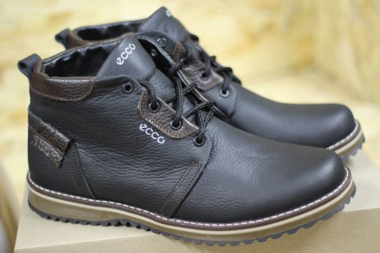 Мужские зимние ботинки (Чоловічі черевики) из натуральной кожи.ECCO