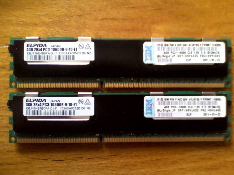 2x 4GB DDR3 Elpida 1333 MHz 2Rx4 PC3-10600R-9-10-E1 ECC Reg серверная