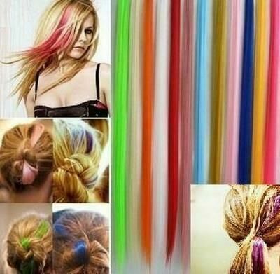 Цветные декоративные пряди волосы трессы