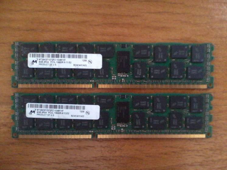 2x 8GB DDR3 Micron 1333 MHz 2Rx4 PC3L-10600R-9-11 ECC Reg (серверная)