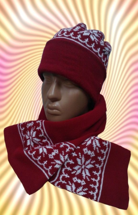 Комплект шапка и шарф трикотажные