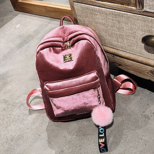 Рюкзак розовый велюровый