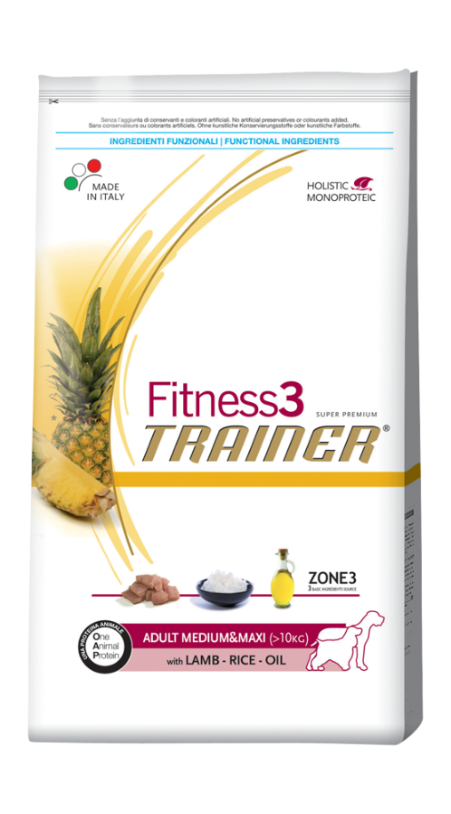 Trainer Fitness3 Adult Medium&Maxi With Lamb Rice Oil корм для собак