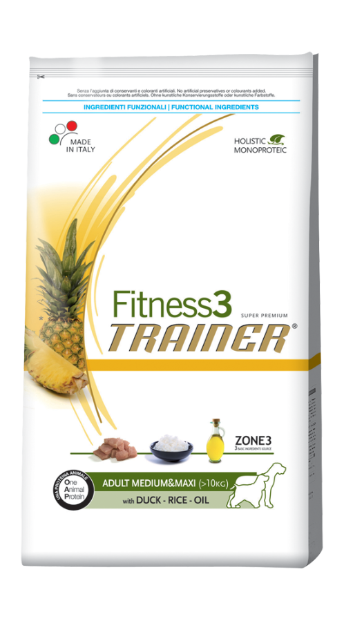 Trainer Fitness3 Super Premium Adult Medium&Maxi With Duck - Rice -Oil