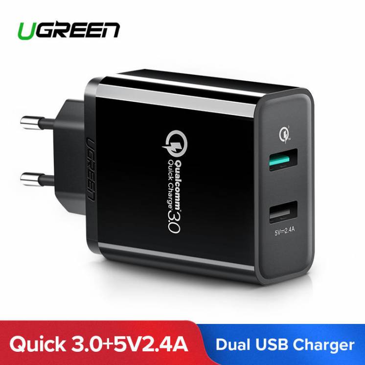 Ugreen, зарядное на 2 USB, поддержка Quick Charge 3.0 30Вт Ооригинал!