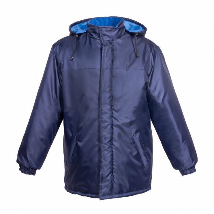 Куртка утепленная, плащевая ткань, цвет синий с флисовой подкладкой