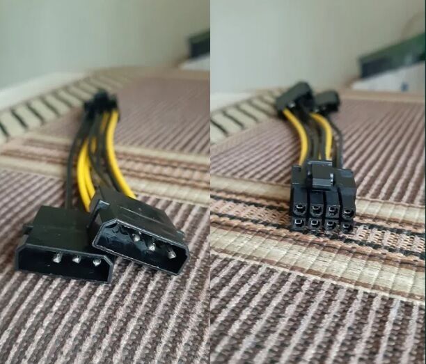 Переходник питания для видеокарт 2x Molex to 6 + 2 (8) pin PCI-E