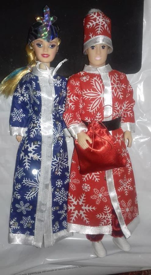Новогодний костюм для кукол Барби и Кена
