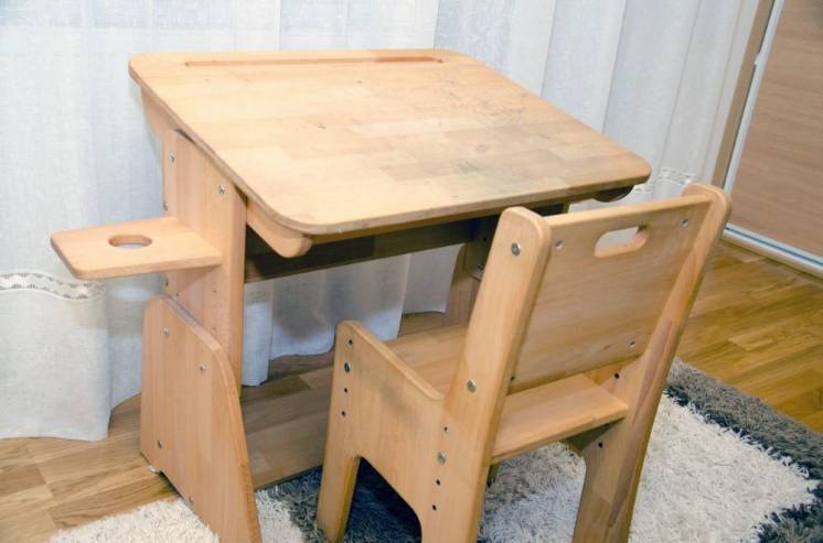 Парта дитяча дерев'яна «Школярик» (натуральный бук) + стіл