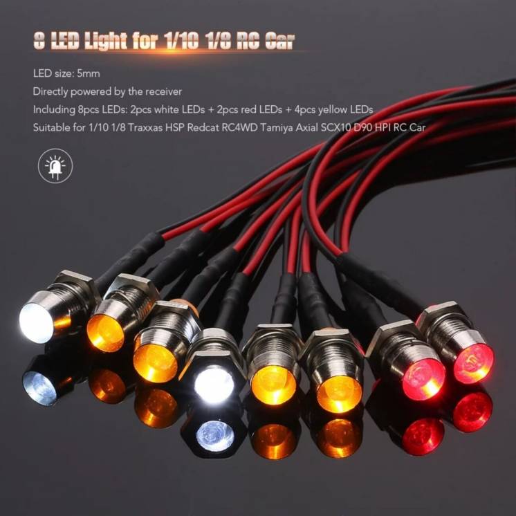 8 шт. LED /Світлодіоди для RC моделей