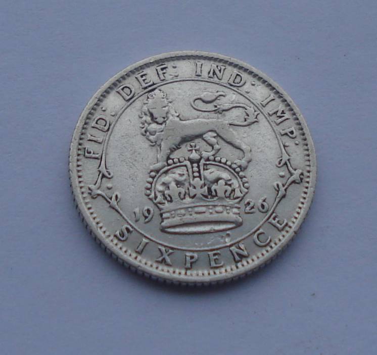 1926 г -  6 пенсов Великобритании,серебро