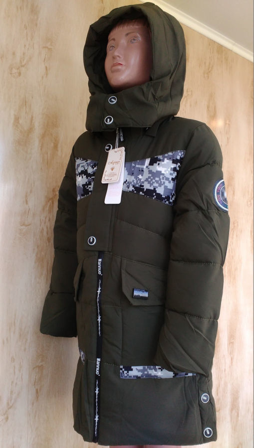 Стильная Зимняя теплая куртка-пальто на мальчика подростка 6-12 лет