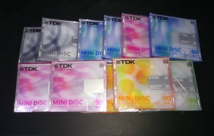 Минидиски TDK Color 80 мин., новые, поштучно, Япония.