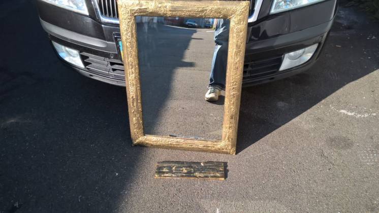 Элитное,эксклюзивное золотое зеркало в деревянной раме, эффект 3d