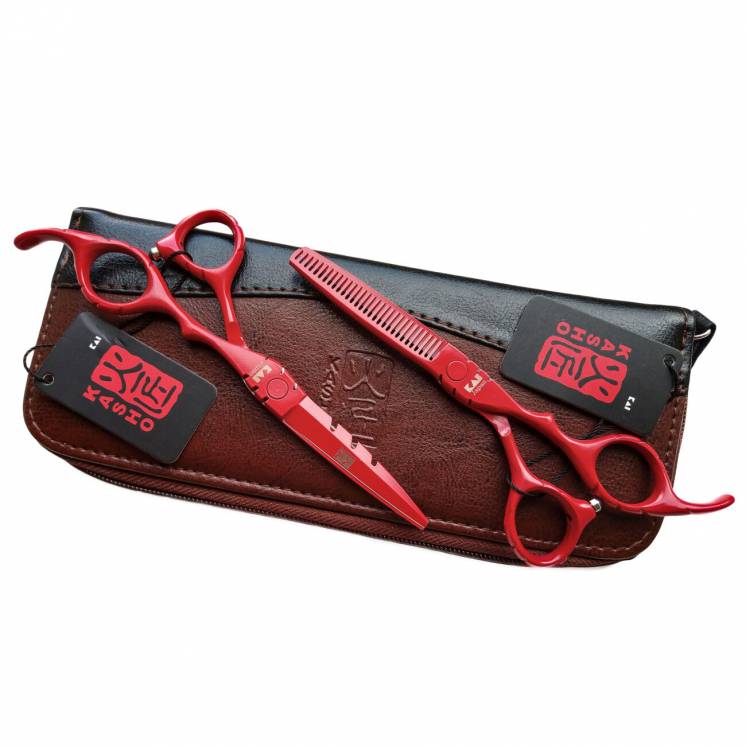 Парикмахерские ножницы Kasho 5.5 дюймов профессиональные красные