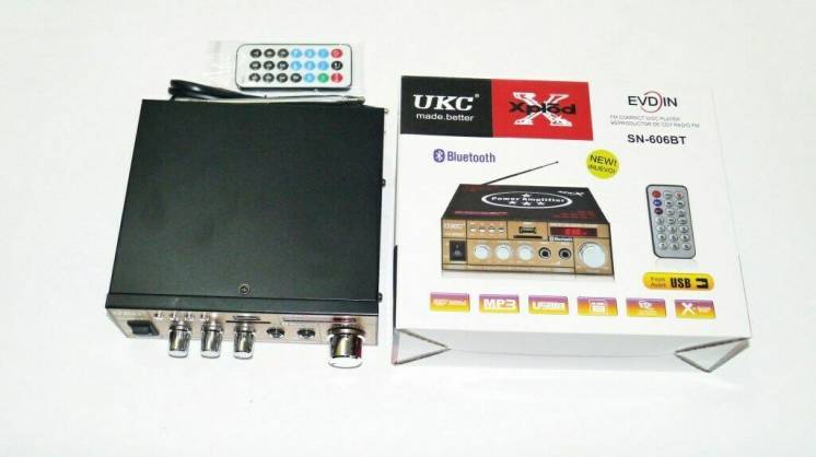 Усилитель Ukc Xplod Sn-606bt - Bluetooth, Usb,sd,fm,mp3! 300w+300w