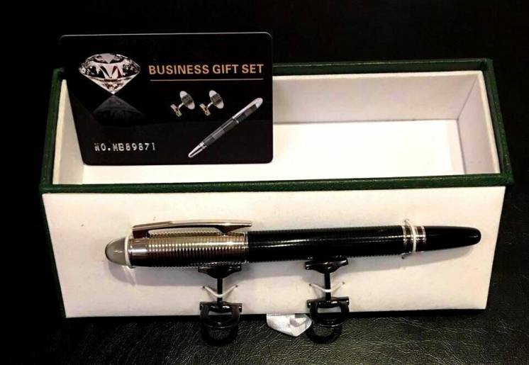 Подарочный набор ручка плюс запонки в коробке