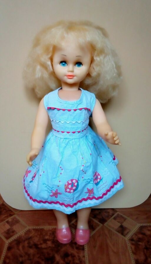 Кукла оля (в голубом платье),58 см, ссср, донецкая фабрика