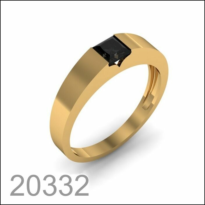 Золотое кольцо 585 пробы с черным фианитом (20332)